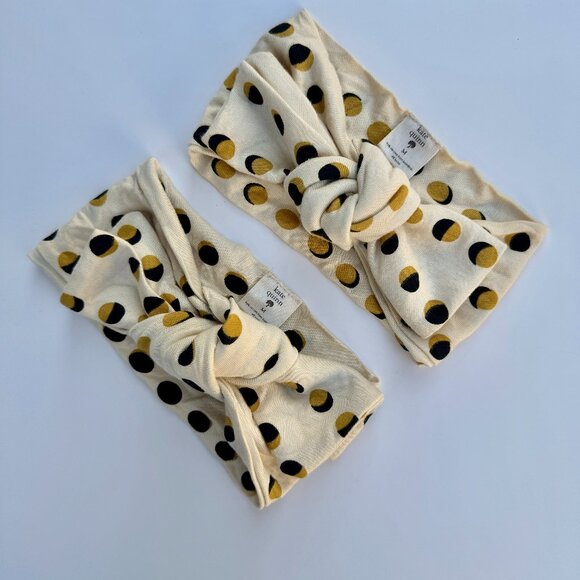 Kate Quinn Head Bow Twin Set | 2-Pack | Cream + Mustard Moon Phases | 6–12M (M) - Picture 1 of 5